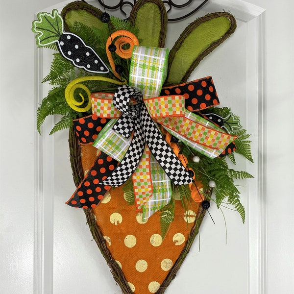 Happy Easter, Easter Wreath, Easter Decor, Spring Wreath, Spring Door, Spring Decor, Carrot Wall Hanging