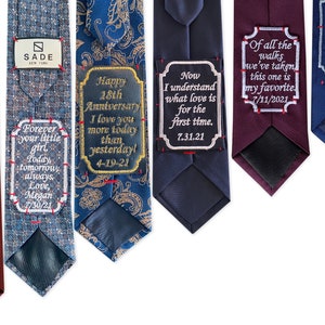 Personalized Tie Patch Necktie, Embroidery Custom Message Patches in Any Language. Thoughtful Father of The Bride Gifts. Groom Wedding Ties