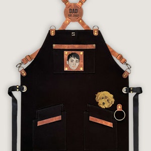 Waxed Personalized Apron | Cross-Back Leather Apron | Unisex Wax Apron for Chef, Woodworking, Restaurants, Bar, Garden | Custom Embroidery