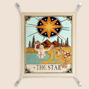 Star Tarot Card Tapestry Wall Art, Arazzi lunari dipinti e stampati a mano, decorazioni murali fatte a mano, kit telaio senza cornice