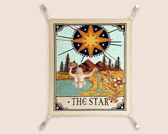 Star Tarot Karte Gobelin Wandkunst, Handgemalt & Druck Mond Wandteppich, Handgemachte Wanddekoration, Rahmenlose Rahmen Kit