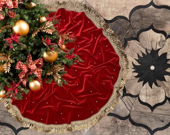 Ruffled tree skirt - rose gold pink velvet - choose size