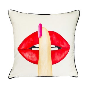 Christmas Gift, Lips Abstract Acrylic Painting, Shhh Be Quiet Painting, Original Paint Lip, Ready to Ship