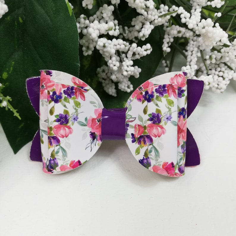 Purple Floral Hair Bow Small Girls Toddler Women Children/'s Bow Floral Bow Floral Hair Clip Girls Bow Headbands Purple Hair Clip