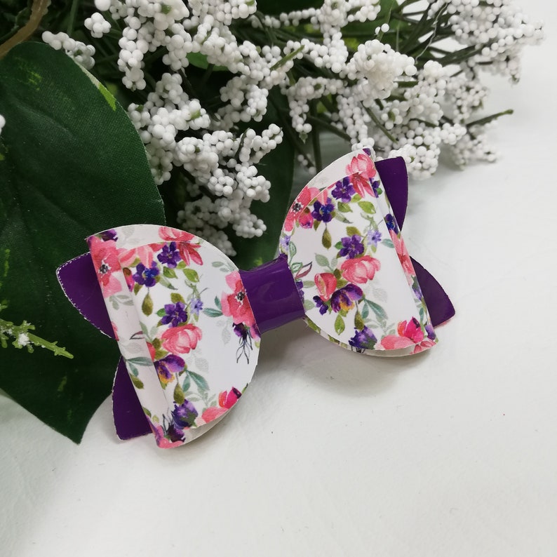Purple Floral Hair Bow Small Girls Toddler Women Children/'s Bow Floral Bow Floral Hair Clip Girls Bow Headbands Purple Hair Clip