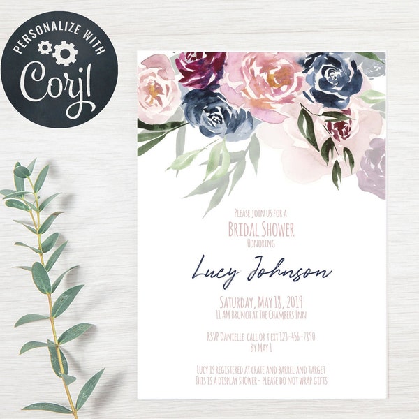 Wedding Invitation Navy Mauve Etsy wedding-invitation-navy-mauve-etsy