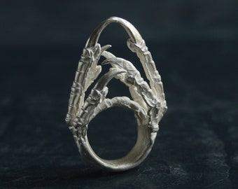 Alchemie gothic Ring, Drache Kralle Schmuck, Originales Geschenk für Vogel-Liebhaber, Sterling Silber goth Schmuck, Ring zu Halskette, Ring mit Krallen