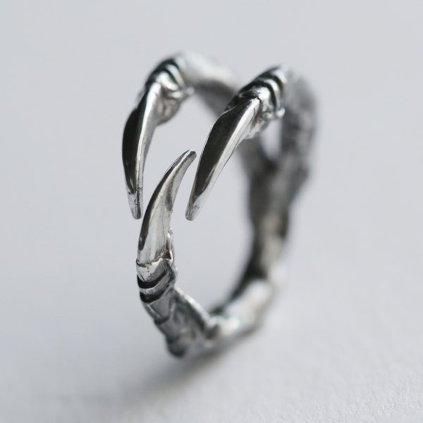 Bird claw talon ring, Unique statement ring, Unisex ring, Solid cast sterling silver, Bird talon ring, Gothic ring