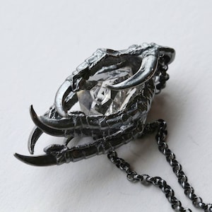 Bird Foot Pendant Statement Necklace Silver Chicken Claw Voodoo Talisman Solid Hand Cast Silver Plated White Bronze
