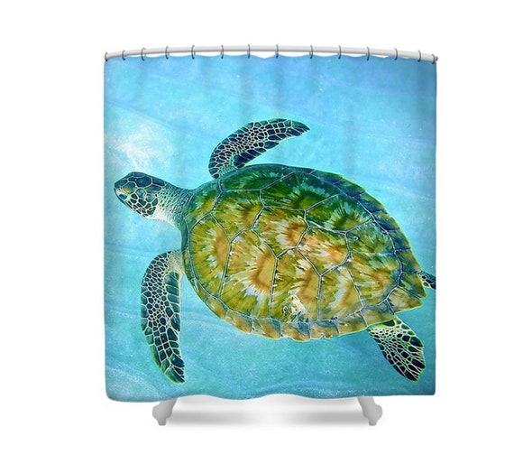 Green Sea Turtle Shower Curtain Etsy