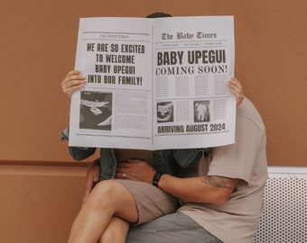 Editable Newspaper Baby Announcement, Canva Template (Digital Download)