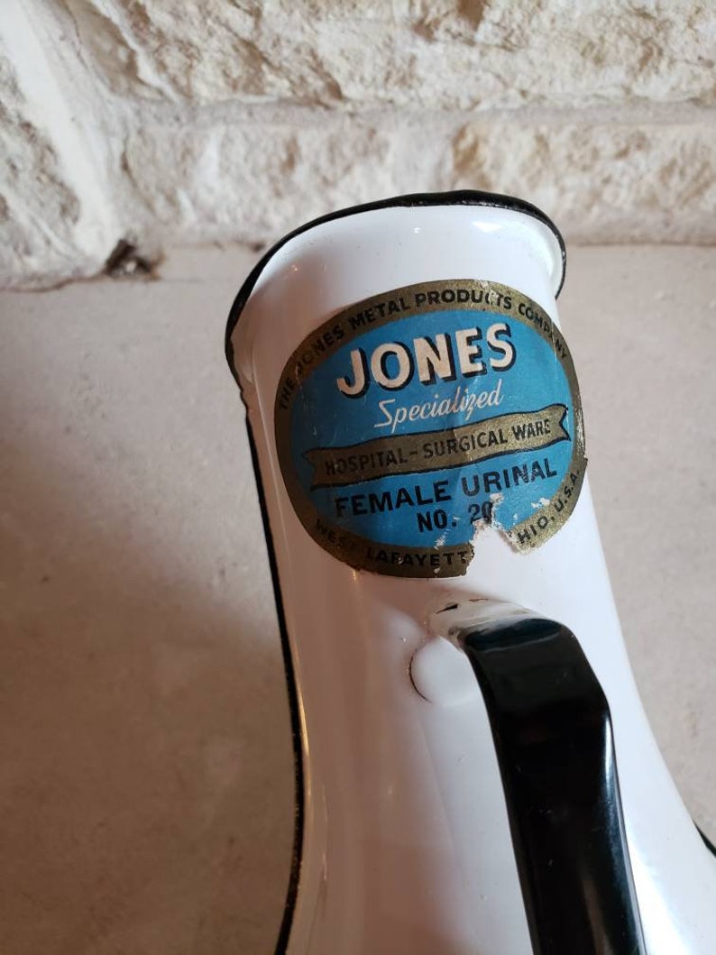 Vintage Porcelain Coated Metal Female Urinal Etsy