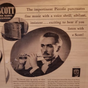 Piccolo Player - 1940&#39;s Advertisement - great gift for your musician