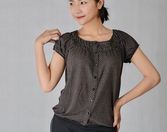 Women's Summer Relax Fit Casual Short sleeve Top Boho T-Shirt Blouse