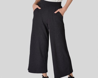 Women's Palazzo Pant Black High waist Wide Leg with pockets