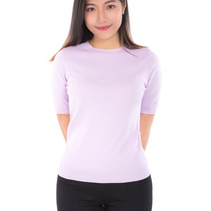Women’s Sweater Pink Crew Neck Short sleeve