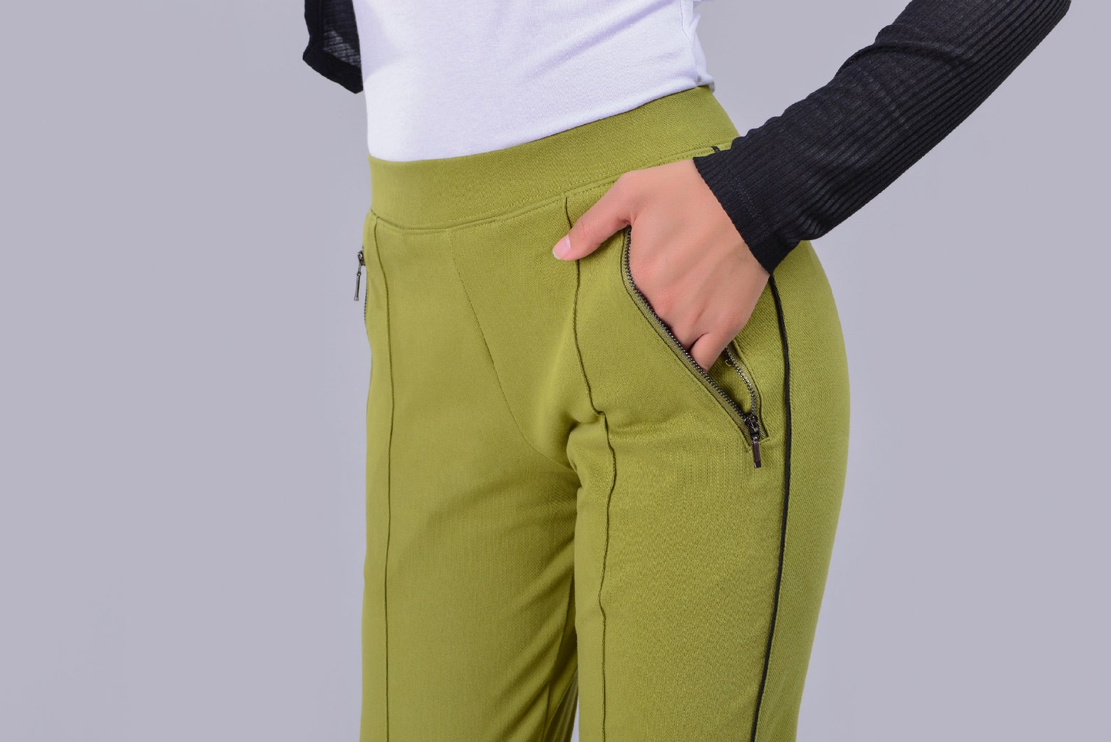 High Stretch High Waist Skinny Body Slimming Solid Black Pencil Pants