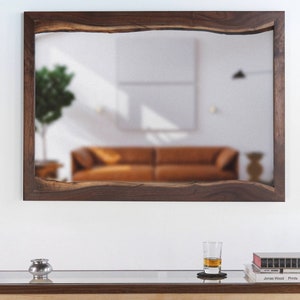 Live Edge Mirror, Walnut Wood image 1