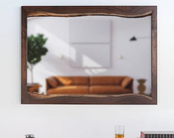 Live Edge Mirror, Walnut Wood