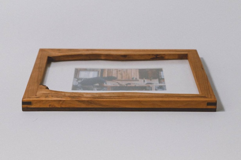 Live Edge Frame. Custom Sizing. Cherry wood with walnut accents, picture frame image 8