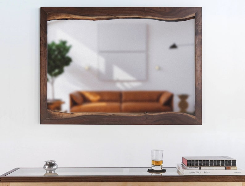 Live Edge Mirror, Walnut Wood image 1