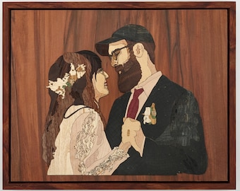 Inlaid Custom Wood Portrait, From Photo