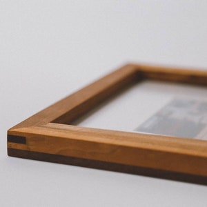 Live Edge Frame. Custom Sizing. Cherry wood with walnut accents, picture frame image 6