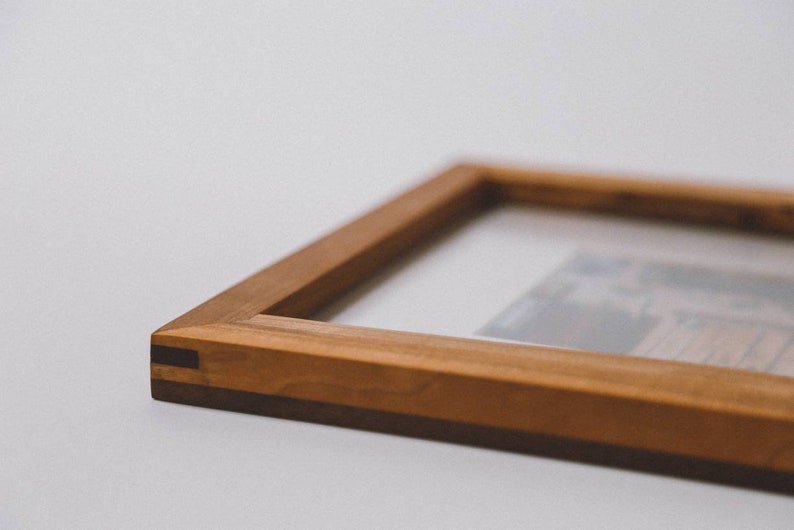 Live Edge Frame. Custom Sizing. Cherry wood with walnut accents, picture frame image 6