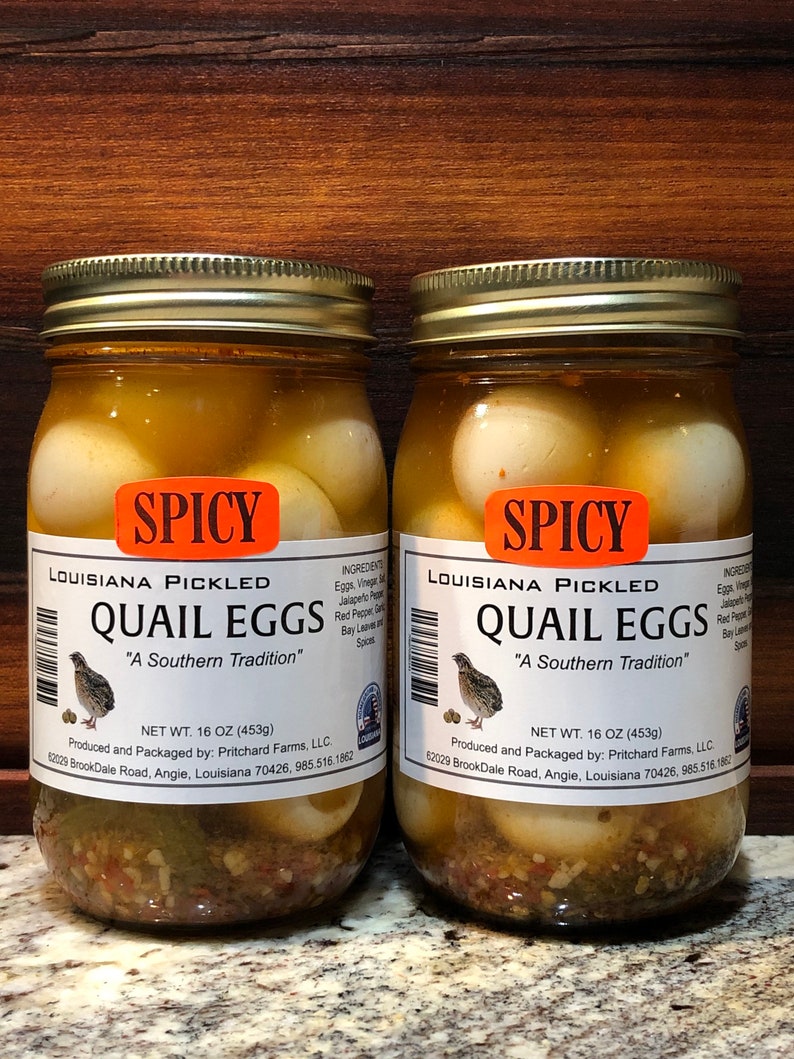 2 pint jars of Louisiana Habanero pickled quail eggs Etsy