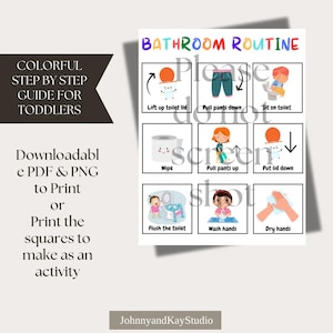 DIGITAL Bathroom Routine And Potty Training Chart, Toilet Training Visual for kids, Printable