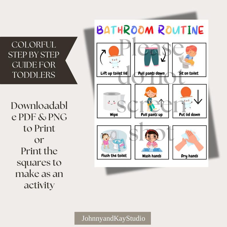 DIGITAL Bathroom Routine and Potty Training Chart, Toilet Training ...