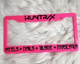 Huntrix - KPOP - Demon Hunters License Plate Frame (NEON PINK) | Golden, Takedown, How It's Done, Soda Pop, Saja Boys