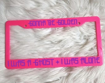Huntrix - KPOP - Demon Hunters License Plate Frame (NEON PINK Huntrix - KPOP - Demon Hunters License Plate Frame (NEON PINK