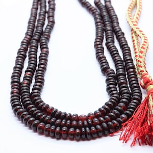 3 Strand AAA Natural Mozambique Garnet Smooth Necklace, 4.5-6 MM Mozambique Garnet Beads, 14-16 Inch Smooth Rondelle Garnet Beads Necklace