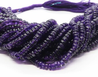 Heishi Tyre 5-5.5mm Loose Beads Gemstone For Jewelry Making Beads Beads For Bracelet 13 Inches Natural Amethyst Smooth Heishi Tyre Beads