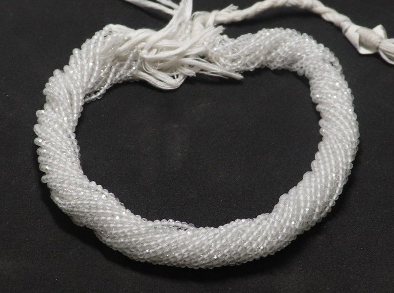 13 Inch Crystal Micro Faceted Rondelle Beads 10 Strand AAA Natural 2.5 MM Crystal Micro Faceted Rondelle Beads