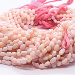 5 Strand AAA Natural Pink Opal Smooth Uneven Shape Nuggets, 5-6 MM Opal Gemstone Beads, 13 Inch Pink Opal Beads Strand