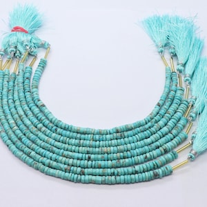 AAA Natural Arizona Turquoise Heishi Washer Beads, 5 MM Blue Turquoise Gemstone Beads, 8 Inch Arizona Turquoise Tyre Shape Beads
