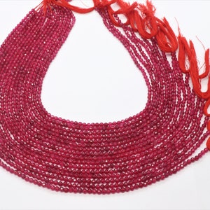 AAA ruby Rondelle shape bead, 3 MM Gorgeous ruby gemstone bead. 13 Inch Pink ruby Corundum  faceted beads