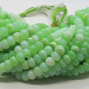 AAA Quality Beautiful Green Opal Smooth Rondelle Beads, 8.5-9.5 MM Shaded Opal Beads, 16 Inch Smooth Parrot Green Opal Rondelle Beads Craft
