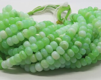 AAA Quality Beautiful Green Opal Smooth Rondelle Beads, 8.5-9.5 MM Shaded Opal Beads, 16 Inch Smooth Parrot Green Opal Rondelle Beads Craft
