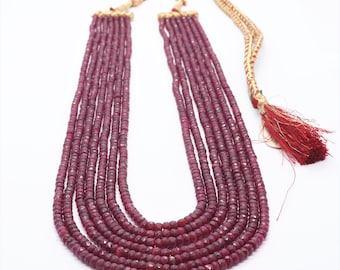 7 Strand AAA Ruby Faceted Rondelle Beads, Corundum Ruby Necklace 3.5-5 MM Ruby Gemstone Beads 18-22 inch Red Ruby Rondelle Necklace jewelry