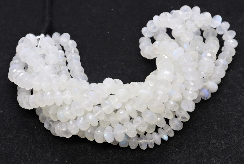 16 Inch Mooonstone Beads Strand AAA Natural White Rainbow Moonstone Faceted Roundelle Beads 7-8 MM Rainbow Moonstone Gemstone Beads