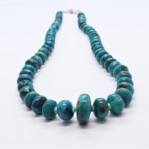 AAA Natürliche Chrysokoll Glatte Rondell-Form-Perlen, Glatte Chrysokoll-Perlen, 9-17 MM Chrysokoll-Perlen, 20-Zoll-glatte Chrysokoll-Halskette