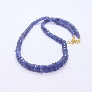 Cuentas Rondelle facetadas de tanzanita natural, cuentas de piedras preciosas de tanzanita de 5,5-8 MM, collar Rondelle de tanzanita de 20 pulgadas, joyería de cuentas de tanzanita