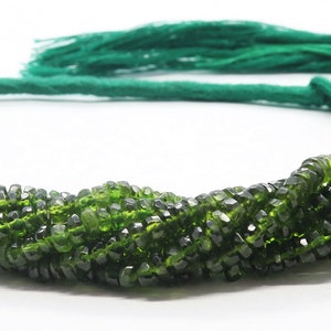AAA Amazing Natural Chrome Diopside Faceted Rondelle Beads, 3.5-4 MM Chromediopside Gemstone Beads, 17&quot; Faceted Green diopside Beads Strand