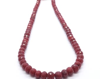 AAA Ruby Faceted Rondelle Necklace, 3.5-4.5 MM Ruby Corundum Rondelle Beads, 16 Inch Corundum Ruby Faceted Necklace