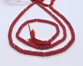 AAA Pink Ruby Faceted Rondelle Beads, 4.5-5 MM Ruby Corundum Faceted Beads, 12.5 Inch Corundum Ruby Rondelle Beads For jewelry making