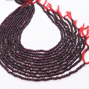 AAA Natural Mozambique Garnet Smooth Button Round Beads, 4-4.5 MM Garnet Smooth Rondelle Beads, 14 Inch Mozambique Garnet Fancy button beads