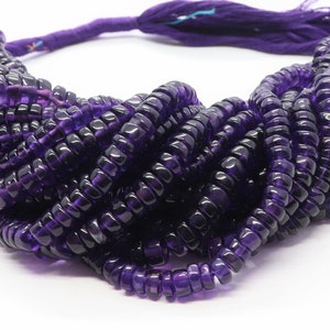 AAA Natural African Amethyst Heishi Washer Beads, 5.5-6 MM Amethyst Gemstone Beads, 16 Inch Heisi Amethyst Tyre Beads